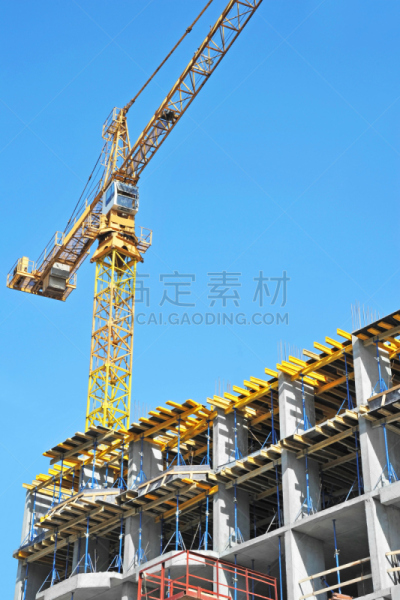 建筑工地,起重机,摩天大楼,垂直画幅,天空,新的,建筑设备,砖墙,建筑材料,金属