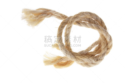 绳子,水平画幅,彩色图片,磨损的,无人,白色背景,背景分离,线绳,影棚拍摄,摄影