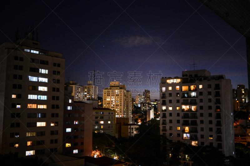 夜晚,水平画幅,无人,城市天际线,暗色,巴西,户外,建筑结构,摄影