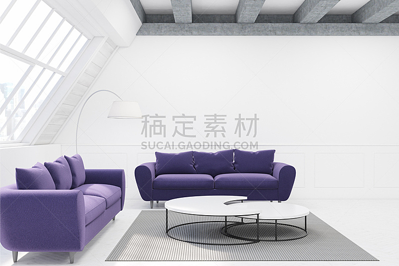 沙发,桌子,数字2,紫色,复式楼,水平画幅,墙,无人,家具,居住区
