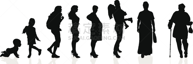 女人,多代家庭,矢量,人生大事,商务,部分,家庭,青春期,女婴,棍