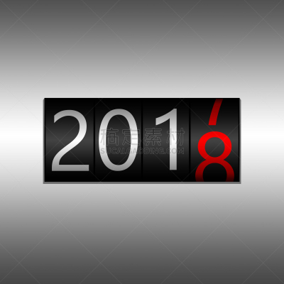 计程表,红色,2018,新年前夕,白色,黑色,高雅,数字,灰色背景,设计