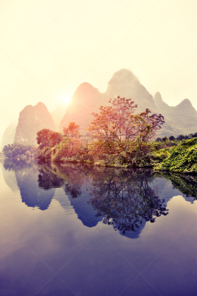 桂林,河流,漓江,兴平,地形,中国,风景,阳朔,自然,垂直画幅