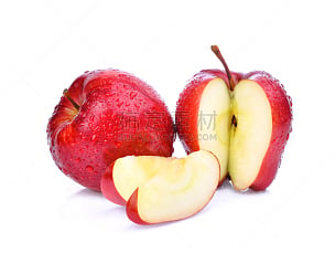 苹果,水滴,水,清新,白色背景,红色,分离着色,湿,切片食物,水平画幅