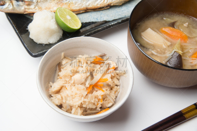 秋天,日本,食品,桑马,味增汤,格子烤肉,水平画幅,十字花科,无人,海产