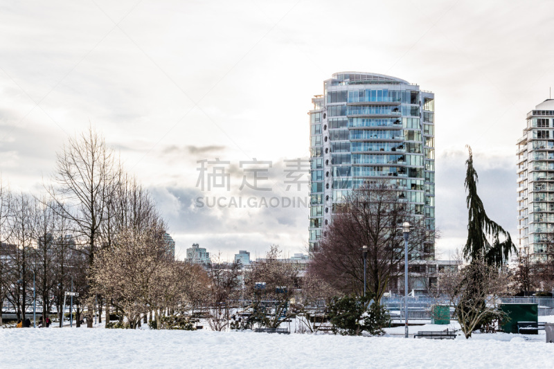 雪,加拿大,公元前,温哥华,天空,英湾,美洲,北美,都市风景,白色