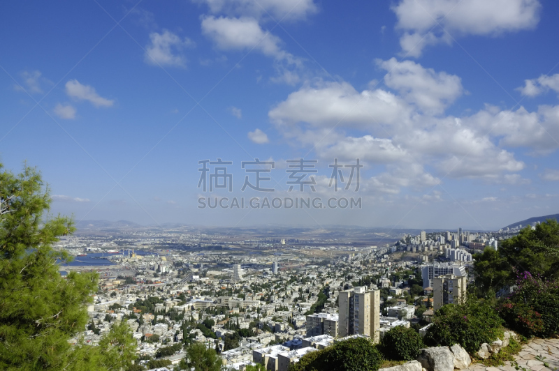 海法,风景,莲花寺,花园城市,天空,客船,水平画幅,墙,工业船,海港