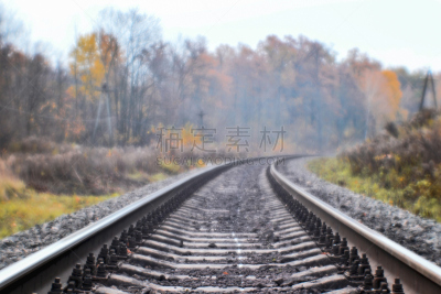 秋天,消失点,运动模糊,柔和,透镜,未来,水平画幅,无人,铁轨轨道,货运
