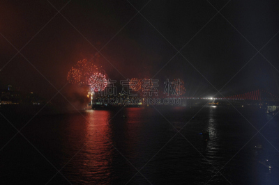 博斯普鲁斯大桥,7月15日烈士桥,留白,水平画幅,夜晚,无人,欧亚大陆,欧洲,户外,城市