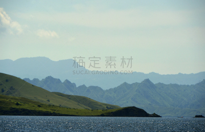 海洋,山,科莫多巨蜥,库莫度,水,天空,美,水平画幅,无人,美人