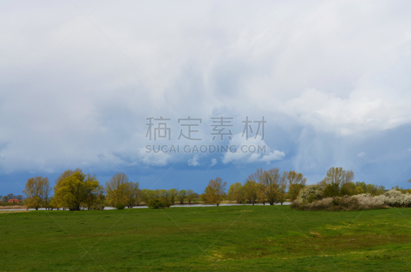 暴风雨,艾尔比山谷,易北河,自然,天空,草地,草原,水平画幅,绿色,地形