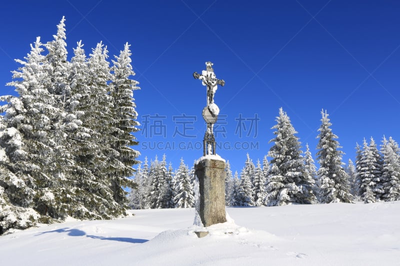 雪,冬天,地形,有包装的,石头,十字架,度假胜地,冬季服务,水平画幅,山