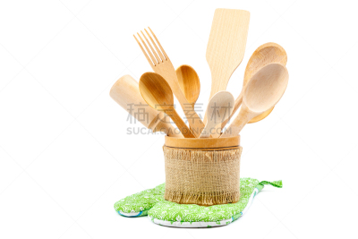 木制,厨房器具,白色背景,个人随身用品,餐具,褐色,水平画幅,无人,家庭生活,组物体