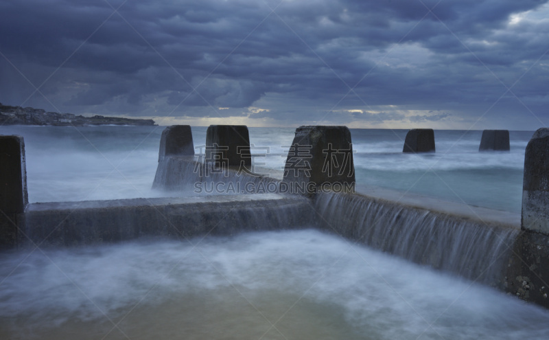 暴风雨,库吉海滩,自然界的状态,环境,云,自然神力,coogee,波浪,河流,瀑布