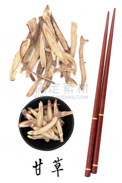 甘草,中医,中文,垂直画幅,根部,无人,非西方字母,白色背景,健康保健,草药