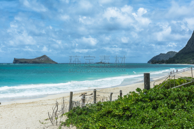 夏威夷,瓦胡岛,海滩,岛,摄像机拍摄角度,兔子,太平洋岛屿,热带气候,瓦伊马那洛海滩,火山岩