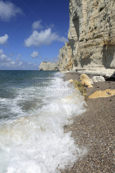 诺曼底埃特塔尔海滩,诺曼底,自然拱,white cliffs,塞纳滨海省,上诺曼底,垂直画幅,水,天空,无人