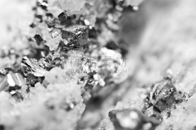 矿物质,水晶,黄铁矿,粒子,白色,背景,黑色,大特写,纹理效果,自然界的状态
