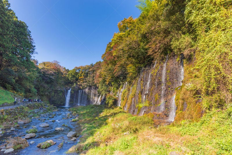 瀑布,富士宫,shiraito falls,日本,静冈县,水,天空,水平画幅,云,户外