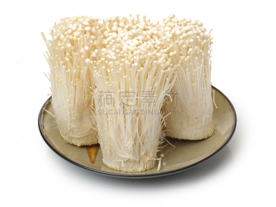 金针菇,分离着色,食用菌,针叶,金色,白色,金属线网篮,自然,水平画幅,素食