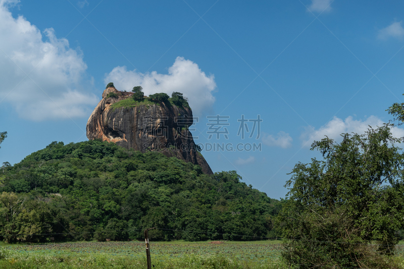 山,锡吉里耶,顶部,黎明,风景,亚洲,自然,远古的,全景,图像