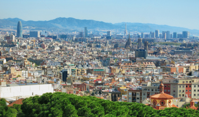 都市风景,巴塞罗那,蒙特瑞克山,提维达波山,办公室,外立面,水平画幅,高视角,无人