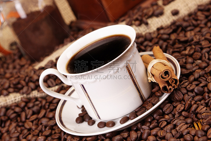 热,咖啡,烤咖啡豆,水平画幅,无人,咖啡杯,黑色,肉桂,杯,摄影