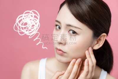 女人,青年人,皮肤,彩色背景,日本人,水泡性口炎,中国人,情绪压力,抗衰老,人体