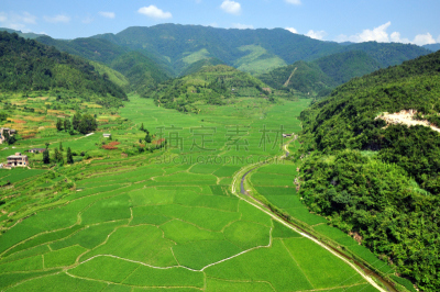 夏天,风景,贵州省,天空,美,哈姆雷特,水平画幅,别墅,美人,草