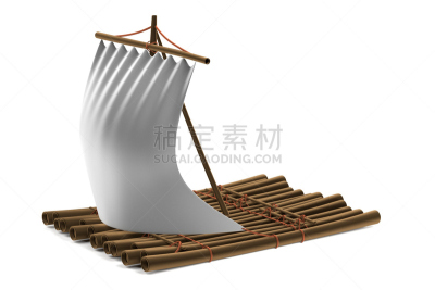 木筏,客船,水平画幅,形状,无人,绘画插图,卡通,船,岛,海洋