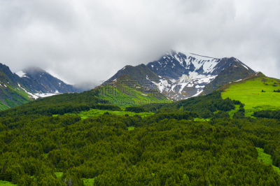 基奈山脉,山脉,阿拉斯加,天空,美,禅宗,水平画幅,雪,无人,夏天