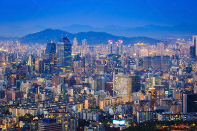 首尔,夜晚,城市天际线,韩国,江南区,水平画幅,山,无人,户外,都市风景
