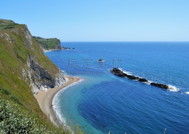 海岸线,多尔斯特,宁静,悬崖,水平画幅,地形,无人,蓝色,英格兰,夏天