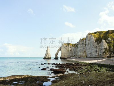 英吉利海峡,海滩,悬崖,风景,诺曼底埃特塔尔海滩,雪花石膏,诺曼底,水,天空,度假胜地