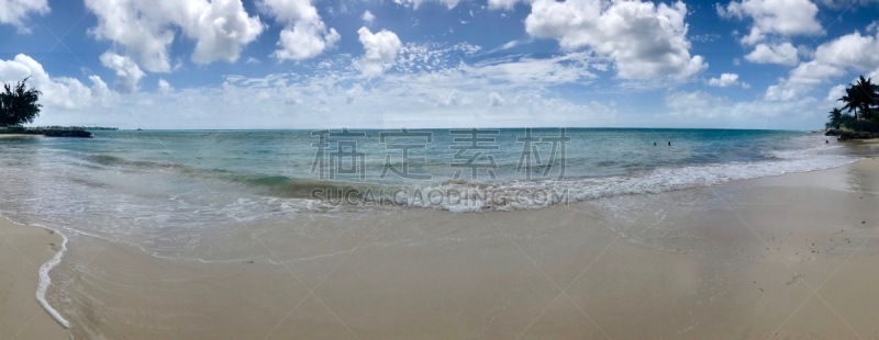水,云,无人,海滩,波浪,巴巴多斯,白色,自然美,青绿色