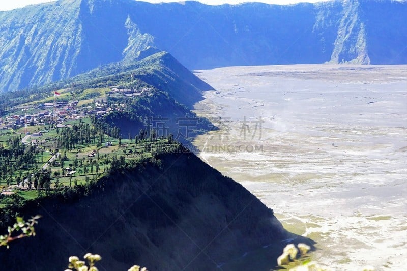 高视角,居住区,婆罗摩火山,bromo-tengger-semeru national park,东爪哇,爪哇,高原,国家公园,水平画幅,地形