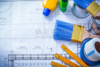 电工胶布,油漆罐,木制,画笔,计量器,手套,胶带,塑胶,蓝图,建筑业