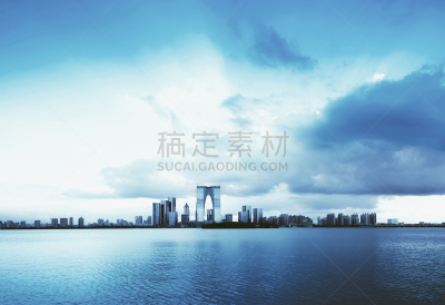苏州,金鸡湖,水,太空,水平画幅,地形,无人,夏天,城市,湖