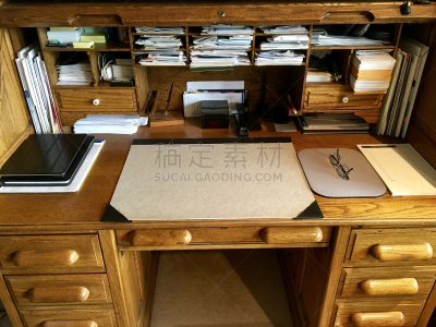 书桌,办公室,室内,美国,水平画幅,橡木,卷起,摄影,工作