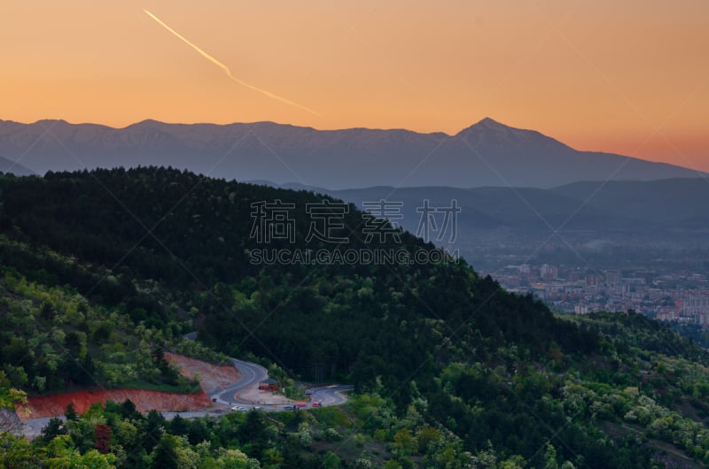 天空,曙暮光,山,斯科普里,摄像机拍摄角度,美,水平画幅,夜晚,无人,户外