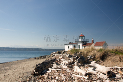 怀斯特普里特灯塔,天空,水平画幅,户外,灯塔楼,海滩,迪斯卡沃帕克,忍耐力,美国西北太平洋地区,宁静