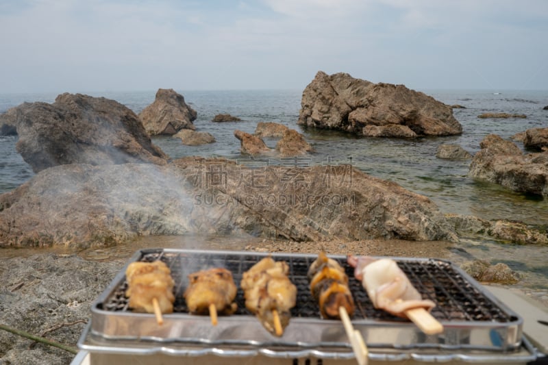 海洋,烤肉架,自然,日式烧鸡,水平画幅,无人,日本,海产,夏天,户外