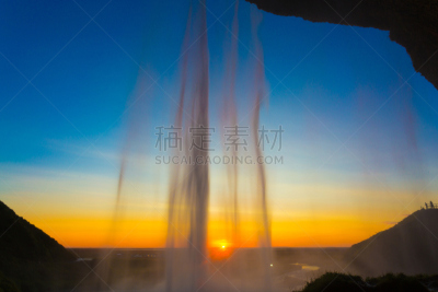 冰岛国,塞里雅兰瀑布,秋天,在之后,seljalandsfoss waterfall,水,天空,美,水平画幅,瀑布