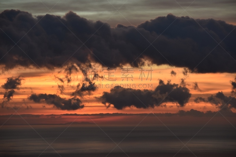 自然美,海洋,地平线,云景,太平洋岛屿,法国,环境,云,橙色,落日海滩