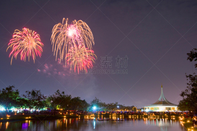 曼谷,焰火,罗摩王,阿巴斯·苏安,夜晚,生日,周年纪念,事件,闪亮的,庆祝