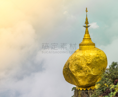 吉谛瑜佛塔,神迹,缅甸,灵性,水平画幅,旅行者,石材,佛教,佛,山