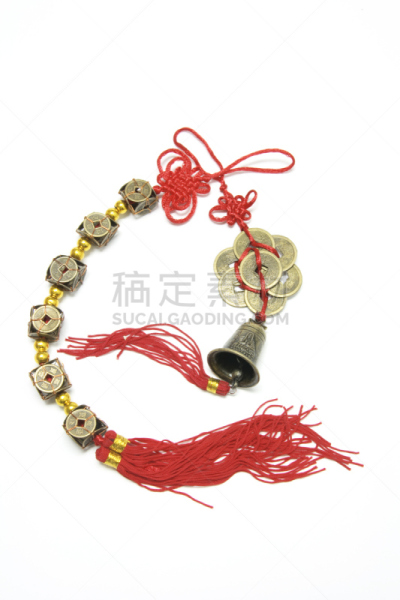 悬挂的,风水,穗,垂直画幅,古董,无人,白色背景,背景分离,装饰品,春节
