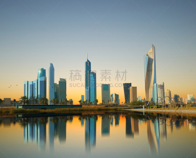 都市风景,科威特市,商务,曙暮光,波斯湾,现代,建筑业,著名景点,豪宅,背景