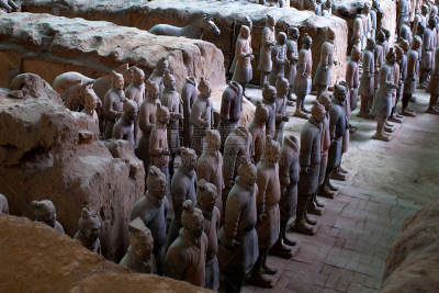 勇士,赤土陶器,秦始皇兵马俑博物馆,秦始皇陵景区,西安,水平画幅,古老的,过去,考古学,雕像