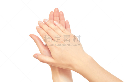 鼓掌欢迎,手,做手势,女性,白色背景,分离着色,自然美,清洁布,打响指,关节